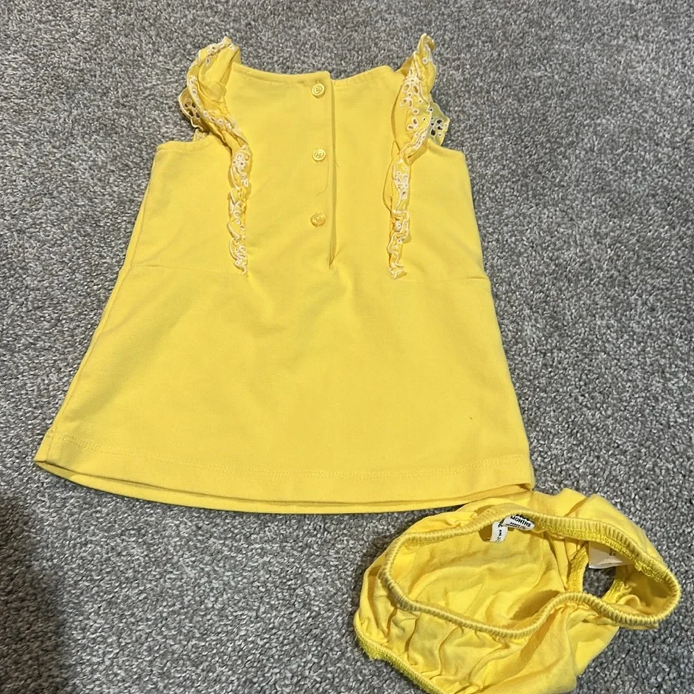 Janie and Jack Yellow dress with eyelet ruffles‎ size 3-6 months